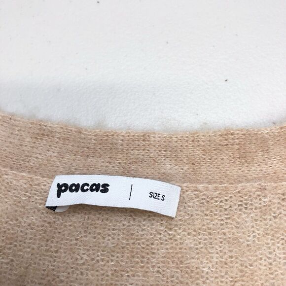 Pacas Womens Size Small Beige Alpaca Merino Wool Blend Cardigan Sweater - Picture 2 of 7